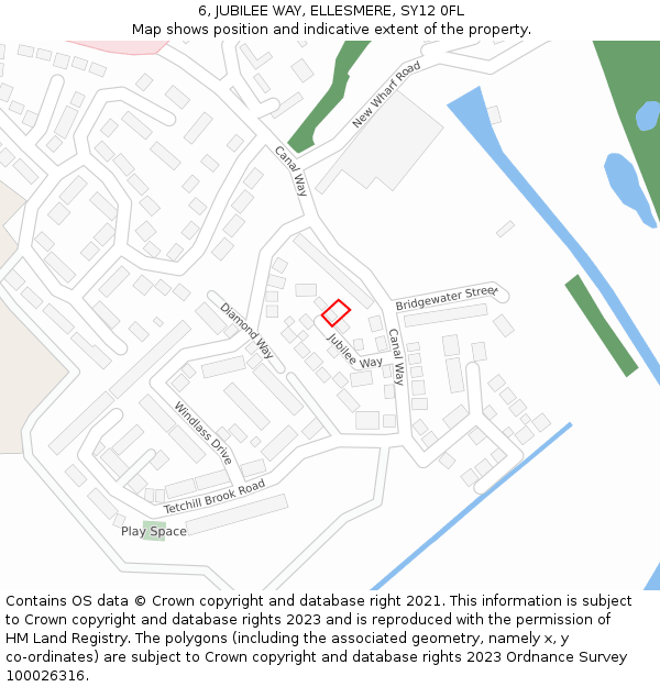 6, JUBILEE WAY, ELLESMERE, SY12 0FL: Location map and indicative extent of plot