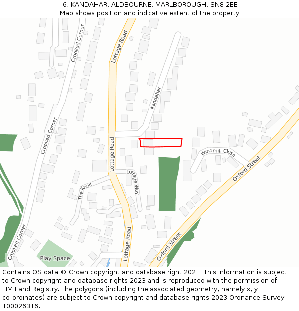 6, KANDAHAR, ALDBOURNE, MARLBOROUGH, SN8 2EE: Location map and indicative extent of plot