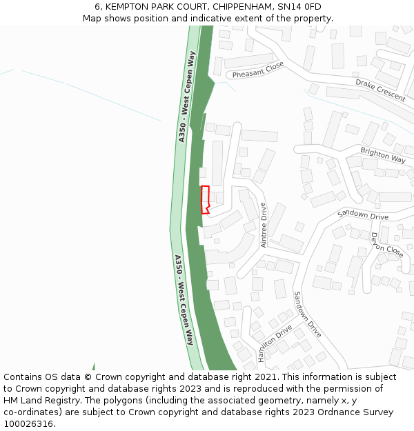 6, KEMPTON PARK COURT, CHIPPENHAM, SN14 0FD: Location map and indicative extent of plot