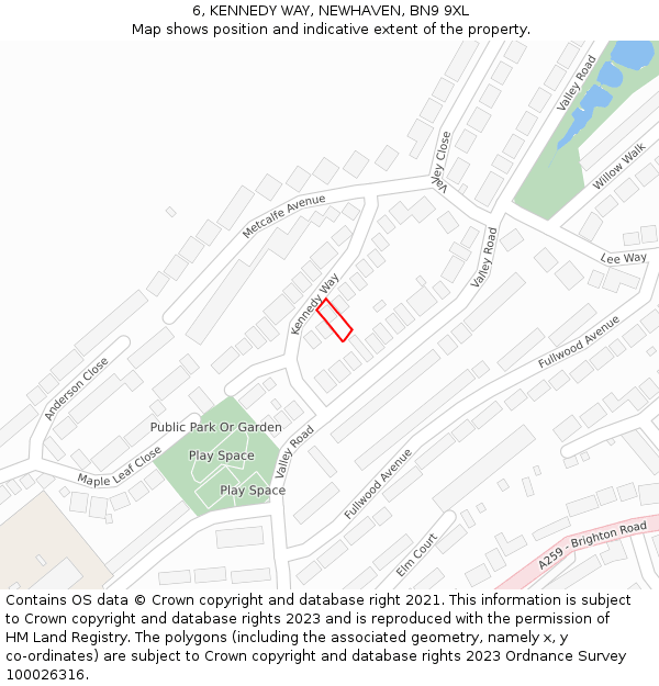 6, KENNEDY WAY, NEWHAVEN, BN9 9XL: Location map and indicative extent of plot