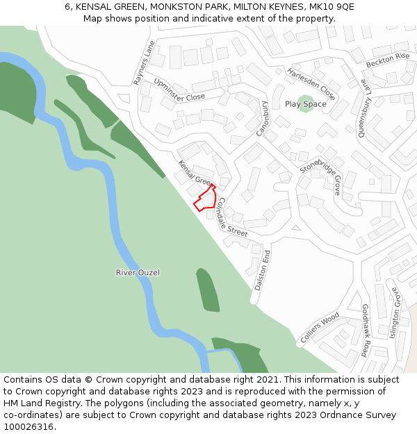 6, KENSAL GREEN, MONKSTON PARK, MILTON KEYNES, MK10 9QE: Location map and indicative extent of plot