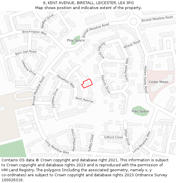 6, KENT AVENUE, BIRSTALL, LEICESTER, LE4 3PG: Location map and indicative extent of plot