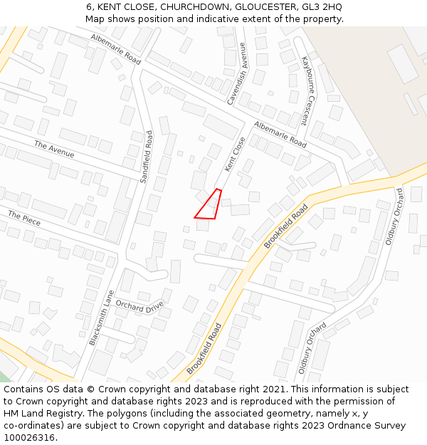 6, KENT CLOSE, CHURCHDOWN, GLOUCESTER, GL3 2HQ: Location map and indicative extent of plot