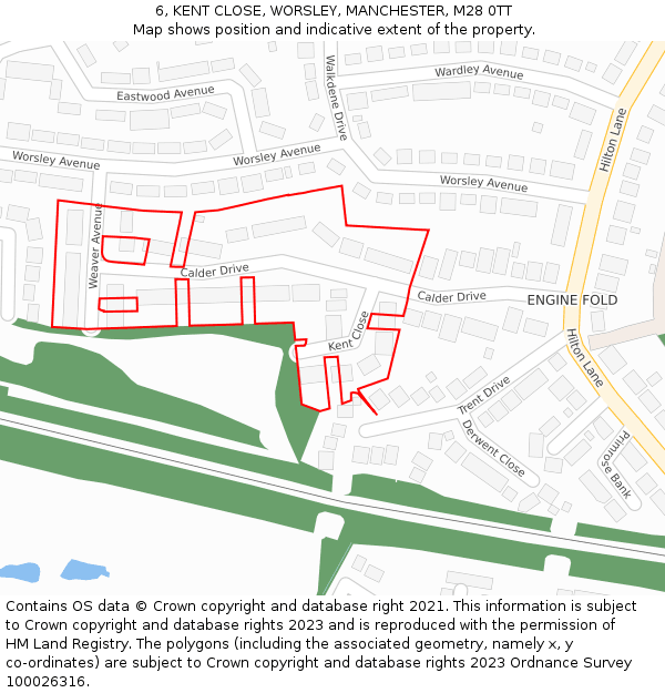 6, KENT CLOSE, WORSLEY, MANCHESTER, M28 0TT: Location map and indicative extent of plot