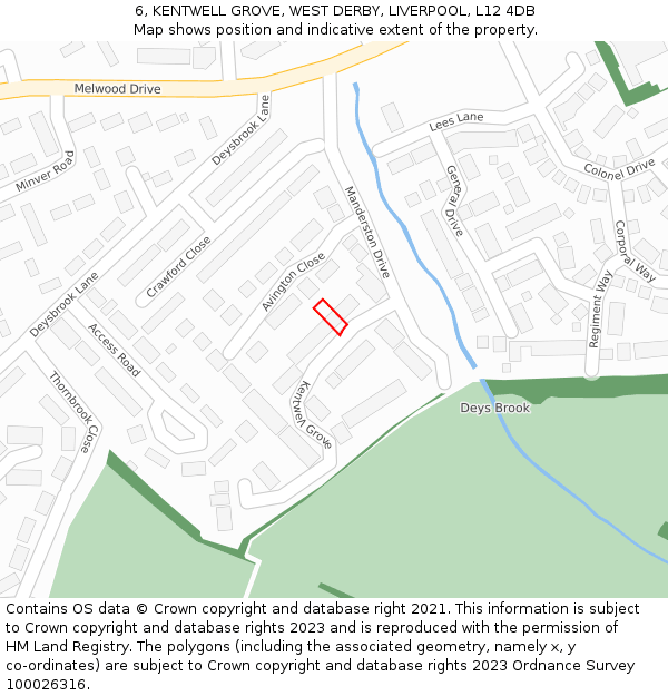 6, KENTWELL GROVE, WEST DERBY, LIVERPOOL, L12 4DB: Location map and indicative extent of plot