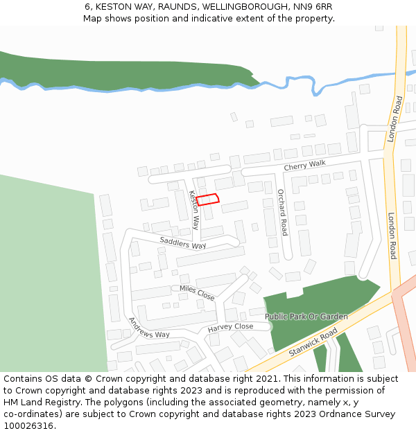 6, KESTON WAY, RAUNDS, WELLINGBOROUGH, NN9 6RR: Location map and indicative extent of plot