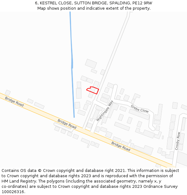 6, KESTREL CLOSE, SUTTON BRIDGE, SPALDING, PE12 9RW: Location map and indicative extent of plot