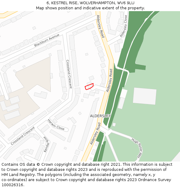 6, KESTREL RISE, WOLVERHAMPTON, WV6 9LU: Location map and indicative extent of plot