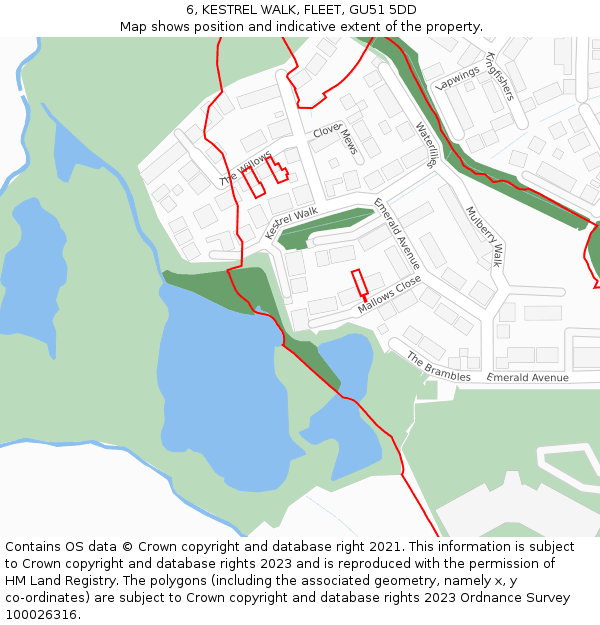 6, KESTREL WALK, FLEET, GU51 5DD: Location map and indicative extent of plot