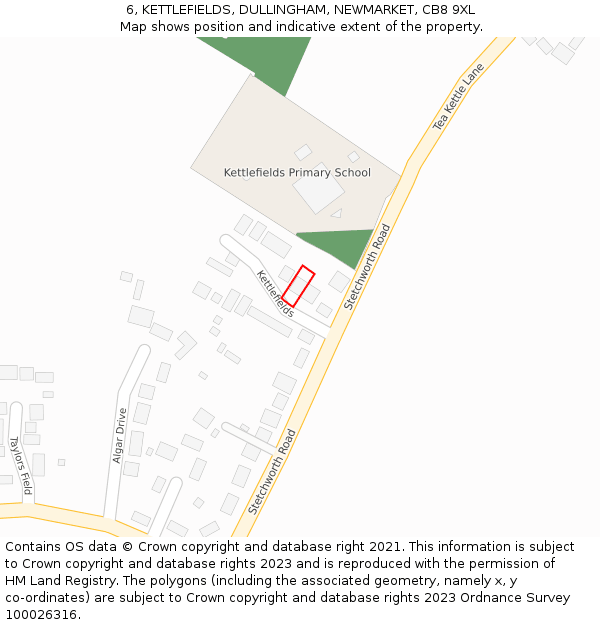 6, KETTLEFIELDS, DULLINGHAM, NEWMARKET, CB8 9XL: Location map and indicative extent of plot