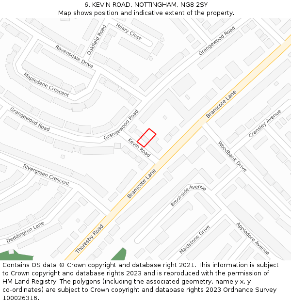6, KEVIN ROAD, NOTTINGHAM, NG8 2SY: Location map and indicative extent of plot
