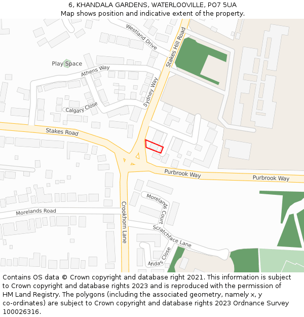 6, KHANDALA GARDENS, WATERLOOVILLE, PO7 5UA: Location map and indicative extent of plot