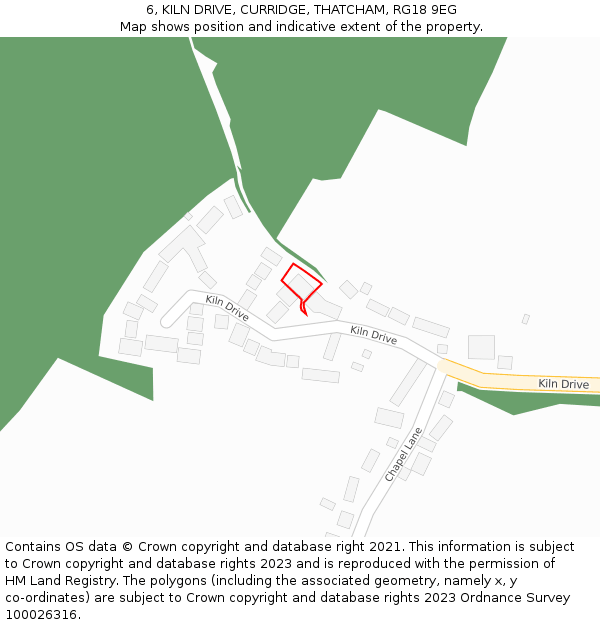 6, KILN DRIVE, CURRIDGE, THATCHAM, RG18 9EG: Location map and indicative extent of plot