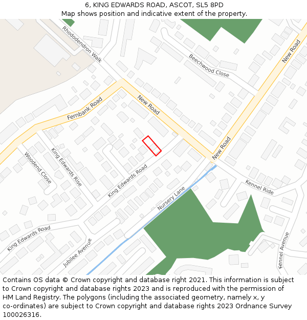 6, KING EDWARDS ROAD, ASCOT, SL5 8PD: Location map and indicative extent of plot