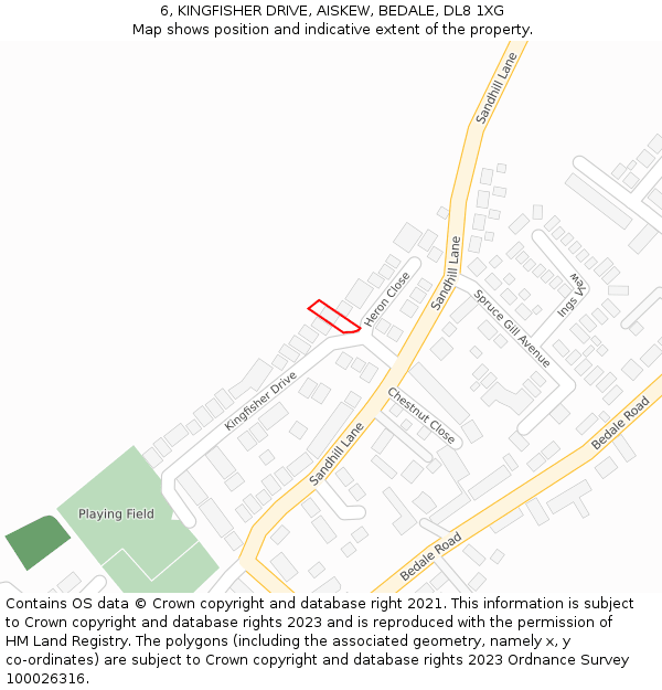 6, KINGFISHER DRIVE, AISKEW, BEDALE, DL8 1XG: Location map and indicative extent of plot