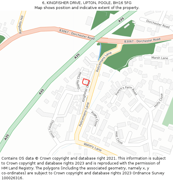 6, KINGFISHER DRIVE, UPTON, POOLE, BH16 5FG: Location map and indicative extent of plot