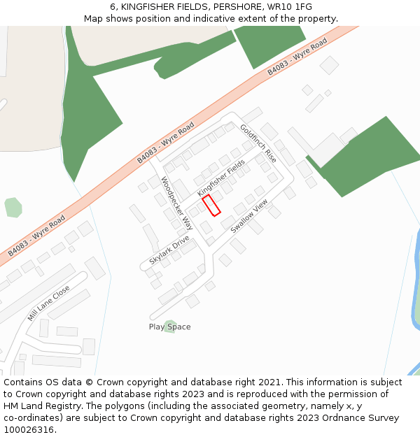 6, KINGFISHER FIELDS, PERSHORE, WR10 1FG: Location map and indicative extent of plot