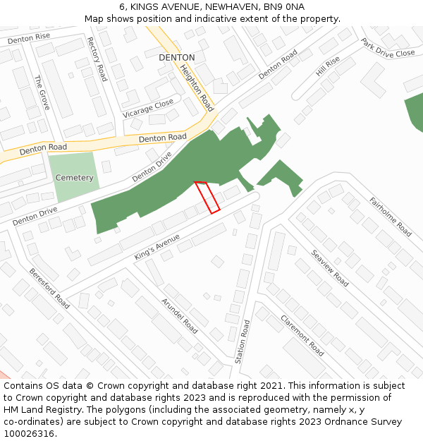 6, KINGS AVENUE, NEWHAVEN, BN9 0NA: Location map and indicative extent of plot