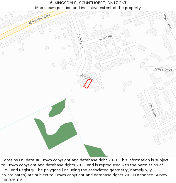 6, KINGSDALE, SCUNTHORPE, DN17 2NT: Location map and indicative extent of plot