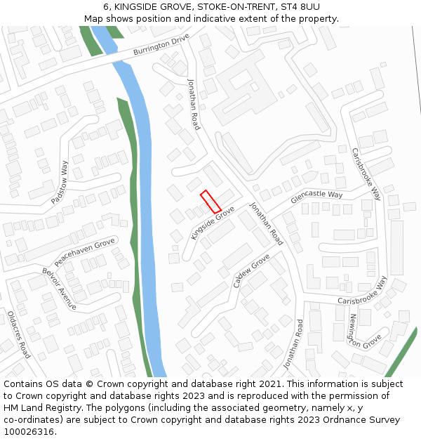 6, KINGSIDE GROVE, STOKE-ON-TRENT, ST4 8UU: Location map and indicative extent of plot