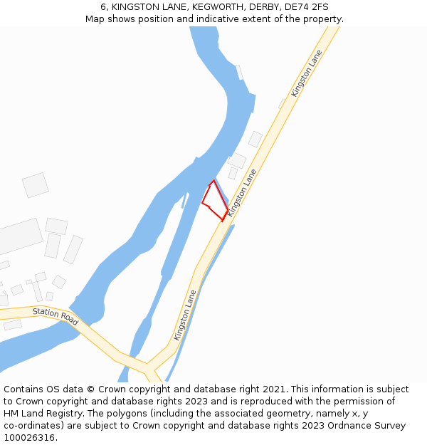 6, KINGSTON LANE, KEGWORTH, DERBY, DE74 2FS: Location map and indicative extent of plot