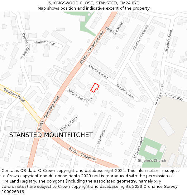 6, KINGSWOOD CLOSE, STANSTED, CM24 8YD: Location map and indicative extent of plot