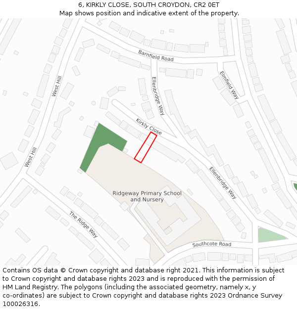 6, KIRKLY CLOSE, SOUTH CROYDON, CR2 0ET: Location map and indicative extent of plot