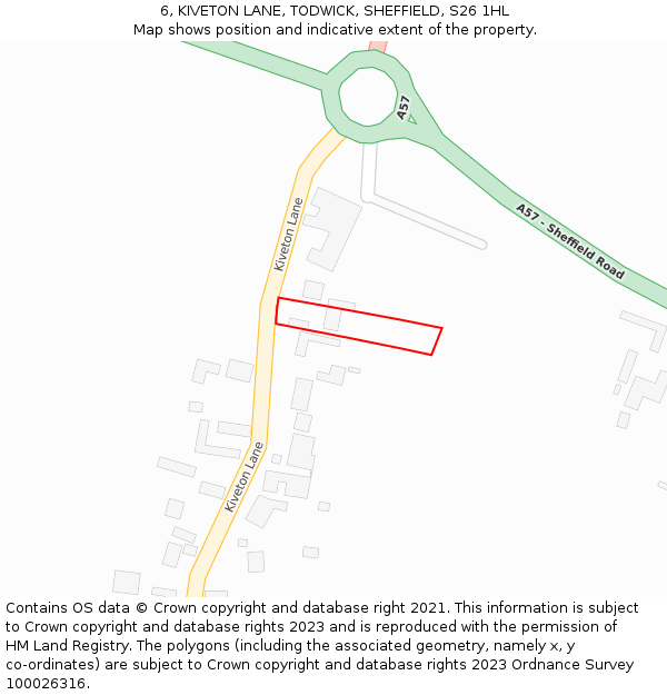 6, KIVETON LANE, TODWICK, SHEFFIELD, S26 1HL: Location map and indicative extent of plot