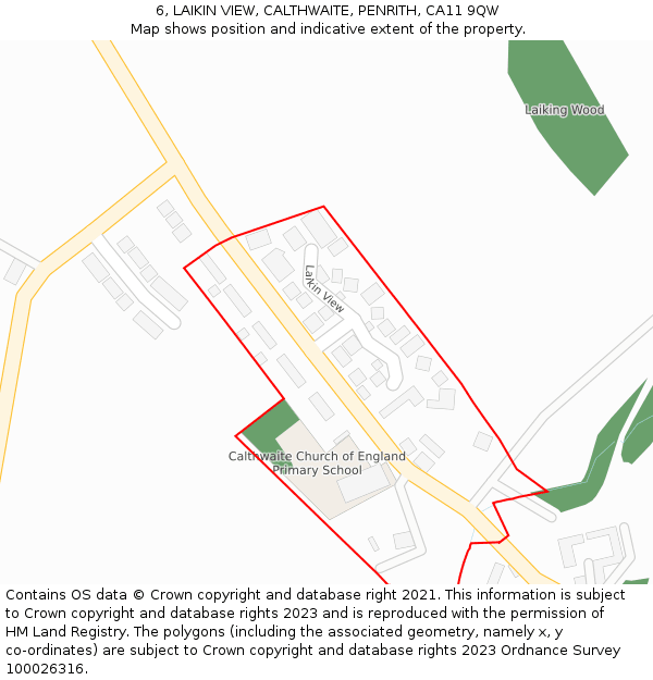 6, LAIKIN VIEW, CALTHWAITE, PENRITH, CA11 9QW: Location map and indicative extent of plot