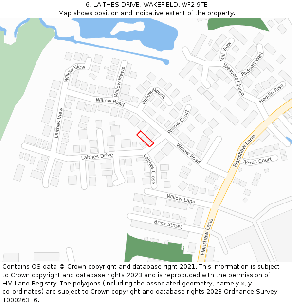 6, LAITHES DRIVE, WAKEFIELD, WF2 9TE: Location map and indicative extent of plot