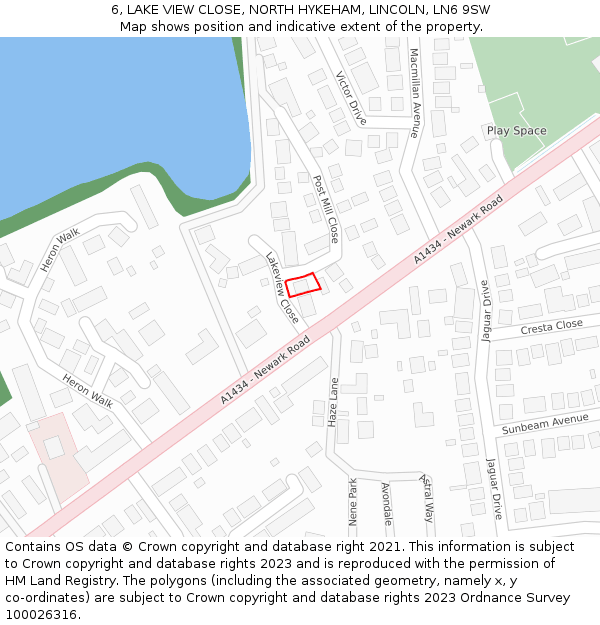 6, LAKE VIEW CLOSE, NORTH HYKEHAM, LINCOLN, LN6 9SW: Location map and indicative extent of plot