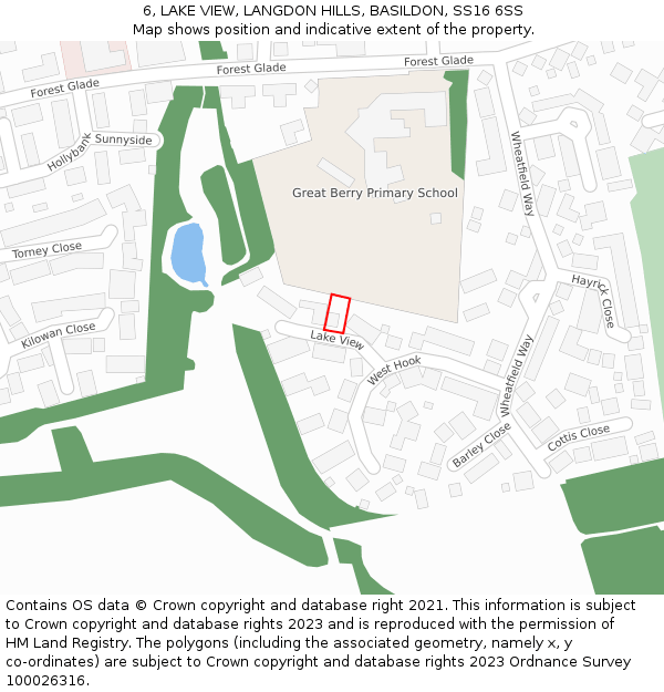 6, LAKE VIEW, LANGDON HILLS, BASILDON, SS16 6SS: Location map and indicative extent of plot