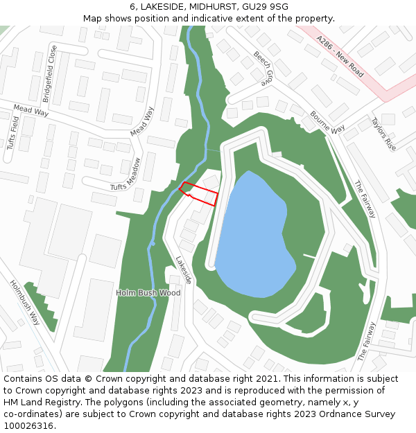 6, LAKESIDE, MIDHURST, GU29 9SG: Location map and indicative extent of plot