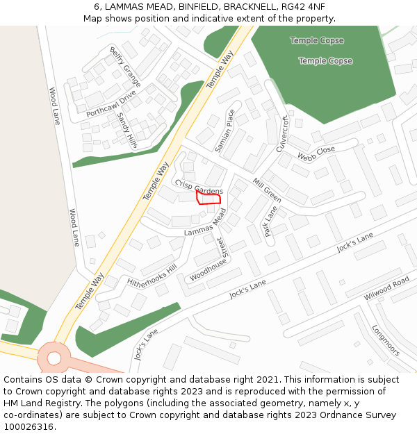 6, LAMMAS MEAD, BINFIELD, BRACKNELL, RG42 4NF: Location map and indicative extent of plot