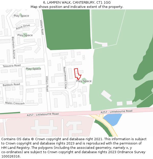 6, LAMPEN WALK, CANTERBURY, CT1 1GG: Location map and indicative extent of plot