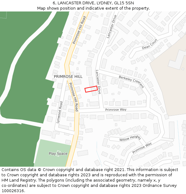 6, LANCASTER DRIVE, LYDNEY, GL15 5SN: Location map and indicative extent of plot