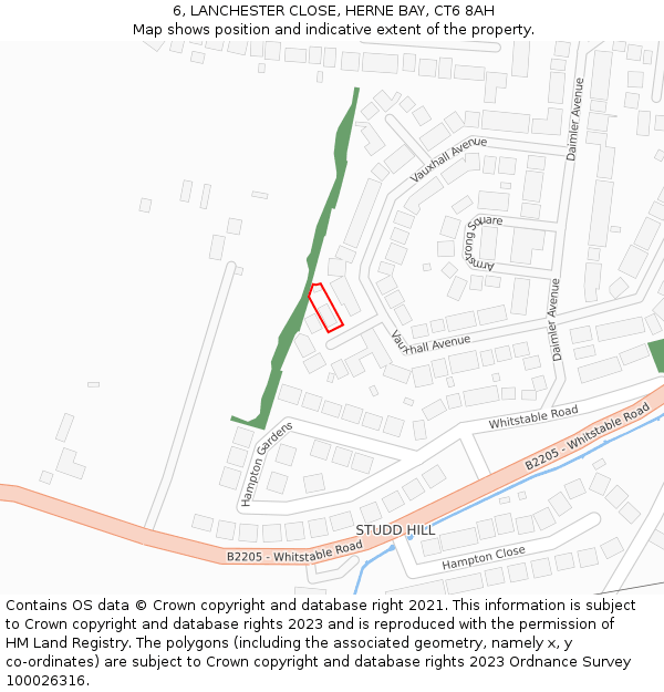 6, LANCHESTER CLOSE, HERNE BAY, CT6 8AH: Location map and indicative extent of plot