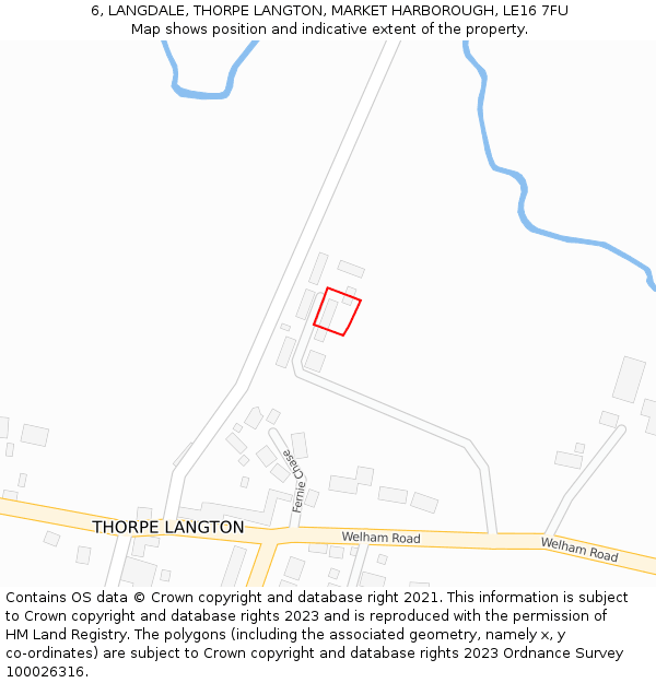 6, LANGDALE, THORPE LANGTON, MARKET HARBOROUGH, LE16 7FU: Location map and indicative extent of plot