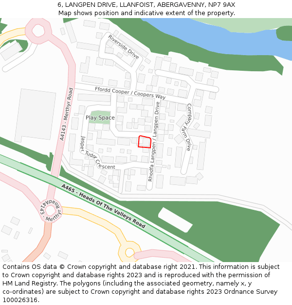 6, LANGPEN DRIVE, LLANFOIST, ABERGAVENNY, NP7 9AX: Location map and indicative extent of plot