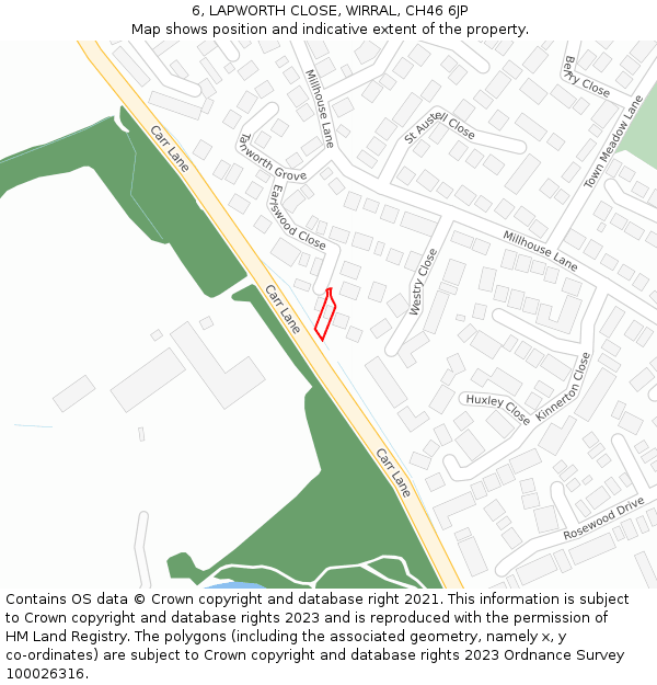 6, LAPWORTH CLOSE, WIRRAL, CH46 6JP: Location map and indicative extent of plot