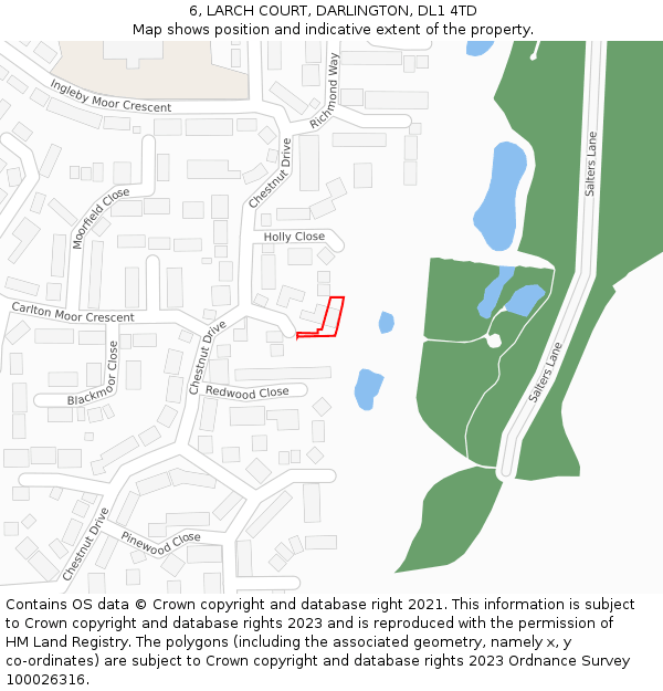 6, LARCH COURT, DARLINGTON, DL1 4TD: Location map and indicative extent of plot