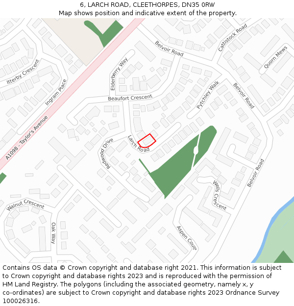 6, LARCH ROAD, CLEETHORPES, DN35 0RW: Location map and indicative extent of plot