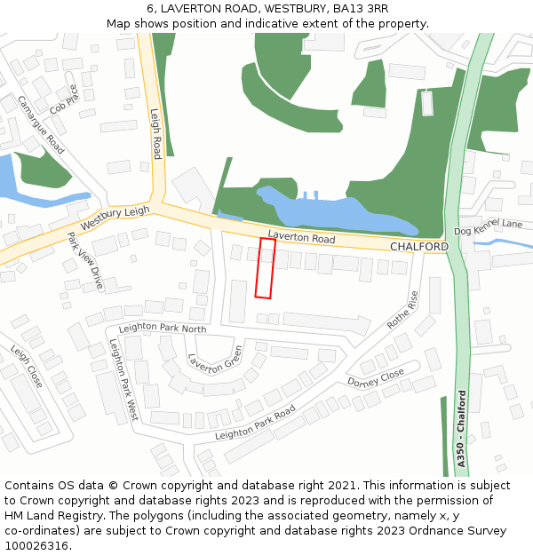 6, LAVERTON ROAD, WESTBURY, BA13 3RR: Location map and indicative extent of plot