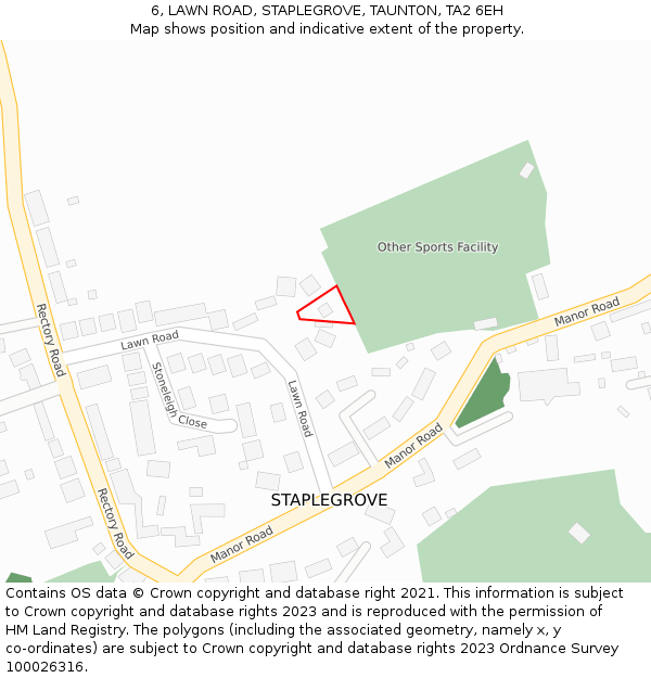 6, LAWN ROAD, STAPLEGROVE, TAUNTON, TA2 6EH: Location map and indicative extent of plot