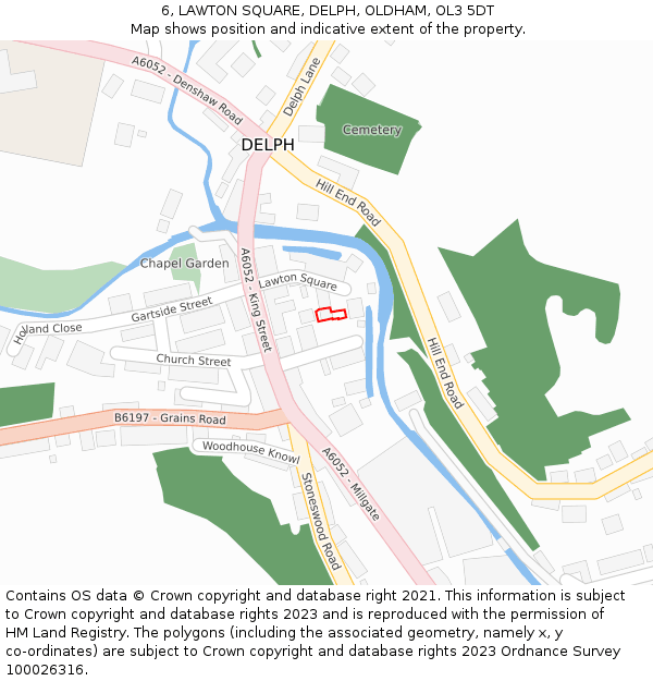 6, LAWTON SQUARE, DELPH, OLDHAM, OL3 5DT: Location map and indicative extent of plot
