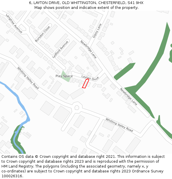6, LAYTON DRIVE, OLD WHITTINGTON, CHESTERFIELD, S41 9HX: Location map and indicative extent of plot