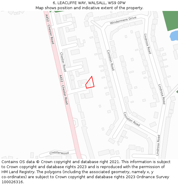 6, LEACLIFFE WAY, WALSALL, WS9 0PW: Location map and indicative extent of plot