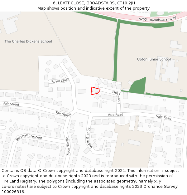 6, LEATT CLOSE, BROADSTAIRS, CT10 2JH: Location map and indicative extent of plot