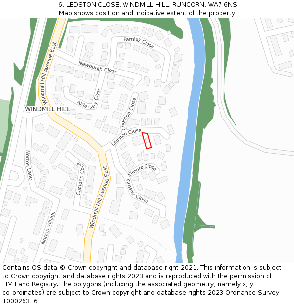 6, LEDSTON CLOSE, WINDMILL HILL, RUNCORN, WA7 6NS: Location map and indicative extent of plot