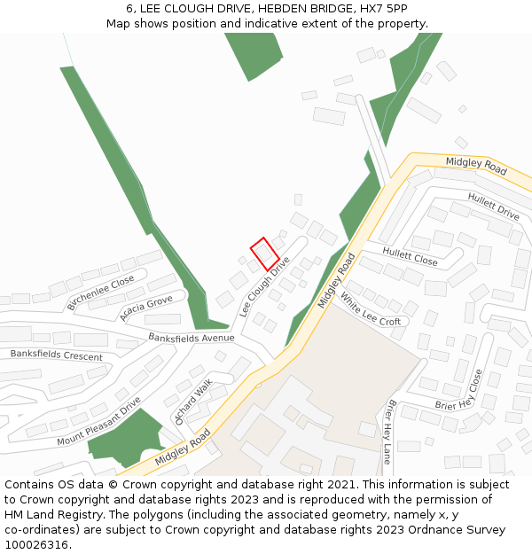 6, LEE CLOUGH DRIVE, HEBDEN BRIDGE, HX7 5PP: Location map and indicative extent of plot